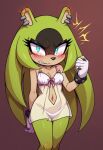 ai_generated bare_thighs big_breasts blush bonsoirdude cyan_eyes embarrassed fur furry furry_female green_body green_fur huge_thighs idw_publishing lingerie looking_at_viewer mobian_(species) seductive_look sega solo_female sonic_the_hedgehog_(series) surge_the_tenrec thick_thighs thighs
