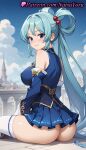 1girl 1girl 1girls 2025 ai ai_generated anime anime_style aqua_(konosuba) aqua_hair artist_name asian ass ass bangs bare_shoulders big_ass big_breasts big_breasts blue_dress blue_eyes blue_hair blue_shirt blue_skirt blue_sky blush boots breasts bust closed_mouth cloud covered_nipples day detached_sleeves female_focus female_only from_behind hair_bobbles hair_ornament hair_rings hentai high_quality high_res high_res high_resolution juicy_butt kono_subarashii_sekai_ni_shukufuku_wo! large_ass legs long_hair long_sleeves looking_at_viewer looking_back microskirt miniskirt natsuyoru no_panties non-asian outside parted_lips patreon pleated_skirt shirt sitting skindentation skirt sky sleeveless sleeveless_shirt smile solo_female stable_diffusion stockings thick_thighs thighs twin_tails very_long_hair voluptuous voluptuous_female white_thighhighs zettai_ryouiki