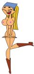 accurate_art_style bandana big_breasts big_breasts big_breasts bimbo blonde_female blonde_hair boots breasts cartoon_network human human_only lindsay_(tdi) long_hair nipples straight_hair teletoon total_drama_island tulamere white_background white_female