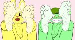 2boys 5_toes bear beret bunny cuddles cuddles_(htf) cute_feet cyborg-steve delicious_feet delicious_soles duo edit edited fangs feet feet_up fliqpy fliqpy_(htf) foot_fetish foot_focus fuckboy furry green_fur grin happy happy_tree_friends hat humanoid_feet inviting lagomorph legs_apart legs_held_open legs_spread legs_up leporid mammal mondo_media multicolored_soles presenting_feet rabbit soles tasty_feet tasty_soles teasing_with_feet teeth toes ursid yellow_fur