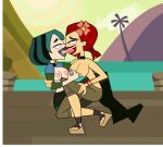 exposed_breasts french_kiss french_kiss french_kissing goth gwen_(tdi) kissing pennsatucky red_hair saliva smile tongue total_drama:_revenge_of_the_island total_drama_island yuri zoey_(tdi)