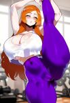 1girl 1girl ai_generated bleach curvy curvy_female curvy_figure gym gym_clothes inoue_orihime orange_hair