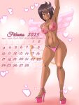 1girl 2025 bikini calendar dark-skinned_female dark_skin inkrait_(artist) looking_at_viewer pokemon valentine's_day