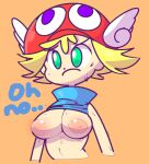 2021 amitie areola big_breasts blonde_hair embarrassed hat puyo_puyo puyo_puyo_fever sweat tagme vilepluff