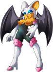  1girl 1girl 2017 anthro areola bat big_breasts blue_eyes breasts cameltoe clothing erect_nipples eyelashes eyeshadow footwear furry gloves heart_nipples high_heels lips makeup mammal nipples rouge_the_bat sega shoes skinsuit suddenhack tight_clothing wings 