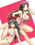 2_girls bikini blush bow cute looking_at_viewer multiple_girls parted_lips pokemon pokemon_(anime) purple_bikini string_bikini takecha