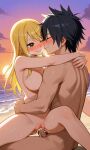 beach blush cum_dripping_out_of_pussy fairy_tail gray_fullbuster heart lucy_heartfilia pixai public_nudity vaginal_sex