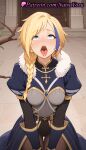 1girl 1girl 1girls 2025 ahegao ai ai_generated anime anime_style armor artist_name asymmetrical_hair big_breasts blonde_hair blue_eyes blue_hair blush braid braided_ponytail branch breasts brick_floor brown_pantyhose bust claire_(konosuba) door drooling female_focus female_only female_solo fur_collar fur_trim gloves hair_over_shoulder hentai high_quality high_res high_res high_resolution juliet_sleeves kneel kono_subarashii_sekai_ni_shukufuku_wo! leotard long_hair long_sleeves looking_up medium_breasts multi-colored_hair multicolored_hair natsuyoru non-asian open_mouth oral_invitation pantyhose patreon puffy_short_sleeves puffy_sleeves rolling_eyes saliva saliva_drip short_over_long_sleeves short_sleeves single_braid sitting solo_female stable_diffusion stone_floor streaked_hair teeth thigh_gap tile_floor tongue tongue_out two-tone_hair uvula voluptuous voluptuous_female