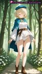 1girl 1girl 1girls 2025 ai ai_generated anime anime_style arms_at_sides ass_visible_through_thighs bangs bare_legs belt beret big_breasts blonde_hair blue_cape blue_headwear blush boots bow bow_panties breasts brown_belt brown_footwear bust cameltoe cape choker closed_eyes closed_eyes closed_mouth clothes_lift collar day delicious_in_dungeon dress dungeon_meshi elf facing_viewer falin_touden female_focus female_only flower forest full_body grass green_cape hair_flower hair_ornament hat hentai high_quality high_res high_res high_resolution hood hood_down hooded_cape long_sleeves medium_breasts natsuyoru nature neck_ring outside panties panties pantyshot patreon pointy_ears short_dress short_hair smile solo_female stable_diffusion standing thighs tree underwear voluptuous voluptuous_female white_dress white_flower white_panties wind wind_lift