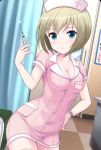 anime cleavage ecchi hospital looking_at_viewer needle nurse