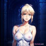 1girl 1girls ai_generated anime anime_girl artoria_pendragon artoria_pendragon_(fate) big_breasts breasts dress henhalla.com hentai solo_female young younger_female