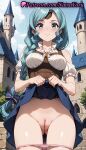 1girl 1girl 1girls 2025 ai ai_generated anime anime_style aqua_hair ass_visible_through_thighs bangs bare_shoulders between_breasts big_breasts blouse blue_bow blue_eyes blue_hair blue_skirt blue_sky blush bow braid braided_ponytail breasts brick_wall building bust castle circlet cleft_of_venus closed_mouth clothes_lift clothing_cutout cloud cowboy_shot day exhibitionism female_focus female_only frilled_shirt frilled_sleeves frills hair_bow hair_over_shoulder harness hentai high_quality high_res high_res high_resolution lifted_by_self long_hair looking_at_viewer medium_breasts natsuyoru non-asian outside paipan panties panties panty_pull patreon pink_panties public_indecency puffy_short_sleeves puffy_sleeves pussy pussy shaved_vagina shirt short_sleeves shoulder_cutout single_braid skirt skirt_lift sky smile solo_female stable_diffusion standing tate_no_yuusha_no_nariagari the_rising_of_the_shield_hero therese_alexanderite thigh_gap thighs uncensored underwear very_long_hair voluptuous voluptuous_female white_shirt