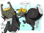  1girl areola ass big_ass big_breasts bottom_heavy breasts bubble_ass bubble_butt fat_ass female female_only functionally_nude helmet huge_ass huge_breasts imp_midna jinu large_ass looking_back midna motion_lines nintendo nipples nude shortstack smirk smug solo solo_female the_legend_of_zelda thick_thighs twerking twili twilight_princess wide_hips 