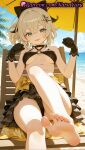 1girl 1girl 1girls 2025 ai ai_generated animal_ears anime anime_style asian bangs bare_legs bare_shoulders barefoot beach beach_chair beach_umbrella big_breasts bikini bikini_skirt black_bikini black_bow black_choker black_gloves black_skirt blonde_hair bow breasts breasts_apart bust cameltoe cat_ears chair choker cleavage covered_nipples crossed_bangs day feet female_focus female_only foot_fetish foot_focus foot_out_of_frame foreshortening frilled_skirt frills genshin_impact gloves green_eyes hair_between_eyes hair_bow hair_ornament hairclip halterneck hands_up hentai high_quality high_res high_res high_resolution kirara_(genshin_impact) legs long_hair looking_at_viewer lounge_chair medium_breasts medium_hair midriff natsuyoru navel o-ring ocean outside patreon paw_pose ponytail pov_feet presenting_foot sand short_hair sitting skirt sky smile soles solo_female stable_diffusion swimsuit thighs toe_scrunch toes tongue tongue_out umbrella under_boob voluptuous voluptuous_female water