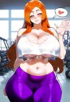 1girl 1girl ai_generated bleach curvy curvy_female curvy_figure gym gym_clothes inoue_orihime orange_hair