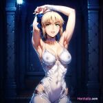 1girl 1girls ai_generated anime anime_girl artoria_pendragon artoria_pendragon_(fate) big_breasts breasts dress henhalla.com hentai solo_female young younger_female