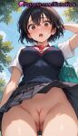 1girl 1girl 1girls 2025 accidental_exposure ai ai_generated anime anime_style arm_behind_head arm_up artist_name asian ass_visible_through_thighs bag bangs between_breasts big_breasts big_breasts black_hair black_skirt black_vest blue_sky blush bookbag bow bowtie breasts brown_eyes bust cleft_of_venus clothes_lift cloud collared_shirt covered_nipples cowboy_shot crossed_bangs day female_focus female_only from_below hair_between_eyes hentai high_quality high_res high_res high_resolution innie_pussy labia labia_majora lips looking_at_viewer looking_down marvel marvel_comics marvel_rivals medium_breasts miniskirt natsuyoru neck_tie no_panties open_mouth outside patreon peni_parker peni_parker_(marvel_rivals) plaid pleated_skirt pussy pussy red_bow red_bowtie red_necktie school_bag school_uniform shirt short_hair short_sleeves skirt skirt_lift sky sleeveless_sweater solo_female spiderverse stable_diffusion standing sweater_vest teeth thighs tree uncensored upper_teeth_only upskirt vest voluptuous voluptuous_female white_shirt wind wind_lift