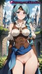 1girl 1girl 1girls 2025 ai ai_generated anime anime_style aqua_eyes aqua_hair arms_at_sides artist_name ass_visible_through_thighs bangs bare_shoulders big_breasts blue_eyes blue_hair blue_skirt blue_sky blush bottomless braid braided_ponytail breasts building bust castle cleft_of_venus closed_mouth clothing_cutout cloud collarbone corset cowboy_shot day detached_sleeves female_focus female_only hair_over_shoulder headband hentai high_quality high_res high_res high_resolution long_hair long_sleeves looking_at_viewer medium_breasts natsuyoru no_panties non-asian o-ring outside paipan parted_bangs patreon puffy_sleeves pussy pussy shirt shoulder_cutout single_braid skirt sky smile solo_female stable_diffusion standing tate_no_yuusha_no_nariagari the_rising_of_the_shield_hero therese_alexanderite thigh_gap thighs uncensored underbust voluptuous voluptuous_female white_shirt