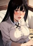 1girl ai_generated black_hair blush dress jabami_yumeko kakegurui lips lipstick long_hair pretty red_eyes