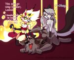 furry futanari helluva_boss loona_(helluva_boss) nedeeress queen_bee-lzebub_(helluva_boss) tagme three_way threesome vortex_(helluva_boss) wolf_boy wolf_girl