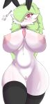 1girl anthro areola big_breasts blush breasts clothing digital_media_(artwork) female footwear fur gardevoir generation_3_pokemon genitals green_hair hair high_res humanoid interspecies legwear long_hair mammal markings mole_(marking) nintendo nipples nude pink_areola pink_nipples pokemon pokemon_(species) pokephilia pussy smile socks solo standing thick_thighs u_kno wide_hips