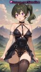 1girl 1girl 1girls 2025 ai ai_assisted ai_generated anime anime_style arm_strap armband armlet arms_at_sides ass_visible_through_thighs bangs bare_arms bare_shoulders belt between_breasts big_breasts big_breasts black_choker black_dress black_hair black_legwear black_panties black_thighhighs blush bodysuit bondage_outfit bra breasts brown_thighhighs bust cameltoe choker cleavage cloud collarbone cowboy_shot day dress female_focus female_only flower grass green_hair hair_between_eyes harness hentai high_quality high_res high_res high_resolution lace_trim leotard lingerie long_hair looking_at_viewer makeup medium_breasts mountain mountainous_horizon natsuyoru o-ring open_mouth outside panties patreon purple_eyes revealing_clothes showgirl_skirt side_ponytail skindentation skirt sky solo_female sousou_no_frieren stable_diffusion standing stockings thigh_gap thighs ubel_(sousou_no_frieren) underwear voluptuous voluptuous_female wide-eyed yellow_flower