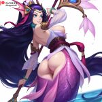 1girl 1girls ahegao_ai ai_generated ass ass_focus female_focus female_only from_behind league_of_legends league_of_legends:_wild_rift mermaid mermaid_tail nami pussy riot_games splendid_staff_nami staff