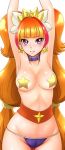  amanogawa_kirara armpits arms_up ass_visible_through_thighs blush censored clenched_teeth collar cure_twinkle earrings eyebrows_visible_through_hair eyelashes go!_princess_precure highres jewelry long_hair looking_at_viewer low_twintails magical_girl medium_breasts multicolored_hair orange_hair panties pasties precure pretty purple_eyes purple_panties sash solo star_earrings star_pasties streaked_hair suzu-batsu teeth twin_tails underwear very_long_hair 