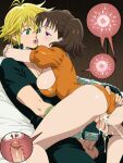 1boy 1girl ai_generated blonde_hair brown_hair couple cum cum_in_pussy diane_(nanatsu_no_taizai) fallopian_tubes french french_kiss impregnation meliodas nanatsu_no_taizai orange_leotard penis penis_in_pussy sex sperm_cell twin_tails uterus