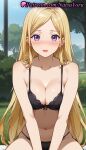 1girl 1girl 1girls 2025 ai ai_generated anime anime_style asian bangs bare_arms bare_shoulders between_legs big_breasts bishamon bishamon_(noragami) black_bra black_panties blonde_hair blue_sky blush bow bow_bra bra breasts breasts_squeezed_together bush bust cleavage collarbone day female_focus female_only hentai high_quality high_res high_res high_resolution indoors lace-trimmed_bra lingerie lipstick long_hair looking_at_viewer medium_breasts natsuyoru navel noragami nose_blush open_mouth outside panties panties parted_bangs parted_lips patreon purple_eyes red_lips sitting skindentation sky solo_female stable_diffusion stomach straight_hair tree underwear underwear_only v_arms very_long_hair voluptuous voluptuous_female