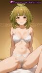 1girl 1girl 1girls 2025 ai ai_generated anime anime_style antenna_hair arm_support bangs bare_shoulders bashame_meme bed big_breasts biting_own_lip blush bow bow_bra bow_panties bra breasts brown_eyes bust cameltoe cleavage collarbone female_focus female_only green_hair grin hentai high_quality high_res high_res high_resolution knee_up lace-trimmed_bra lace-trimmed_panties lace_trim lingerie looking_at_viewer medium_breasts my_deer_friend_nokotan natsuyoru navel on_bed panties panties parted_lips patreon shikanoko_nokonoko_koshitantan short_hair sitting smile solo_female spread_legs stable_diffusion stomach thighs underwear underwear_only voluptuous voluptuous_female white_bra white_panties