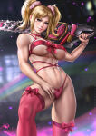 1girl 1girl 1girl alluring alternate_version_available athletic_female big_breasts blonde blonde_hair blue_eyes bow chainsaw cleavage dandon_fuga female_abs female_only fit_female heart juliet_starling lingerie lollipop_chainsaw midriff muscular_thighs navel panties pink_lingerie pink_stockings ribbon small_panties smile stockings stockings suda_51 thick_thighs thong toned toned_female twin_tails under_boob