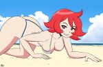 1girl 2016 ass beach bikini breasts little_witch_academia megasweet red_hair shiny_chariot short_hair smile ursula