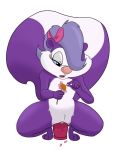  1girl big_tail dildo dildo_sitting fifi_la_fume flower open_mouth plsanon purple_fur pussy_juice short_hair skunk squatting tiny_toon_adventures vaginal_insertion vaginal_penetration white_background white_fur zokva 