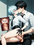 1boy 1girl black_hair blue_hair canon_couple couple cum cum_in_pussy fallopian_tubes husband_and_wife impregnation jigoku_sensei_nube kissing meisuke_nueno penis penis_in_pussy sex sperm_cell uterus vaginal vaginal_penetration vaginal_sex yukime_(jigoku_sensei_nube)