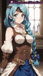 1girl 1girl 1girls 2025 ai ai_generated anime anime_style aqua_eyes aqua_hair bare_shoulders big_breasts blue_bow blue_eyes blue_hair blue_skirt blush bow braid braided_ponytail breasts bust circlet closed_mouth corset cowboy_shot detached_sleeves dress female_focus female_only hair_bow hair_over_shoulder headband hentai high_quality high_res high_res high_resolution indoors long_hair looking_at_viewer medium_breasts natsuyoru non-asian patreon shoulder_cutout single_braid skirt smile solo_female stable_diffusion standing tate_no_yuusha_no_nariagari the_rising_of_the_shield_hero therese_alexanderite underbust very_long_hair voluptuous voluptuous_female window