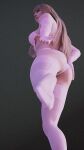 1girl 3d ass blender blonde_hair emilie_de_rochefort foot_focus lingerie looking_at_viewer looking_up medium_breasts nipples purple_eyes soles stockings tekken tekken_8 toes