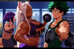 1girl ai_generated bunny_ears dark-skinned_female dark_skin eroticnansensu gym gym_clothes izuku_midoriya miruko my_hero_academia rabbit_ears rabbit_girl rumi_usagiyama