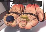 2boys ass ass_up bara big_ass black_hair blonde_hair blush bondage final_fantasy final_fantasy_vi human human_only humiliation liuoie2 male male_only muscular muscular_ass no_visible_genitalia nude nude_male paddling punished punishment short_hair spanking spanking_machine suikoden suikoden_ii yaoi