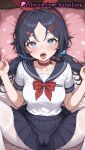 1girl 1girl 1girls 2025 ahegao ai ai_generated anime anime_style bed bed_sheet big_breasts big_breasts black_hair black_sailor_collar black_skirt blue_eyes blue_hair blue_skirt blush bow bowtie breasts bust cameltoe choker clothing collar collarbone crazy_mita_(miside) female_focus female_only female_solo hair_ornament hair_scrunchie hairband hairclip hands_up heart heart-shaped_pupils hentai high_quality high_res high_res high_resolution legwear long_hair looking_at_viewer low_twintails lying medium_breasts miniskirt miside mita_(miside) natsuyoru neckerchief on_back on_bed open_mouth pantyhose parted_bangs patreon pillow pleated_skirt red_bow red_bowtie red_choker red_collar red_hairband sailor_collar sailor_uniform saliva school_uniform scrunchie serafuku shirt short_sleeves skirt solo_female spread_legs stable_diffusion symbol-shaped_pupils thighband_pantyhose tongue tongue_out twin_tails voluptuous voluptuous_female white_legwear white_pantyhose white_shirt white_thighhighs