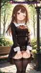 1girl 2025 ai_assisted ai_generated anime anime_style armband bangs bench big_breasts black_dress black_legwear black_thighhighs blunt_bangs blush breasts brown_hair bush bust cleft_of_venus closed_mouth clothes_lift collarbone collared_dress day dress dress_lift exhibitionism feet_out_of_frame female_focus female_only female_solo hentai high_quality high_res high_resolution iino_miko kaguya-sama_wa_kokurasetai_~tensai-tachi_no_renai_zunousen~ lamppost lifted_by_self long_hair long_sleeves looking_at_viewer medium_breasts natsuyoru neck_ribbon no_panties one_eye_closed outside park park_bench patreon public_indecency pussy red_eyes red_ribbon ribbon school_uniform shuuchiin_academy_school_uniform sitting_on_bench smile solo_female stable_diffusion standing stockings thighs tongue tongue_out tree uncensored voluptuous voluptuous_female