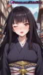 1girl 1girl 1girls 2025 ai ai_generated anime anime_style asian bangs big_breasts black_hair black_kimono blunt_bangs blush breasts building bust closed_mouth day female_focus female_only female_solo glass_(tate_no_yuusha_no_nariagari) hentai high_quality high_res high_res high_resolution hime_cut japanese_clothes kimono lips lipstick long_hair looking_at_viewer makeup medium_breasts natsuyoru obi obijime one_eye_closed outside patreon red_eyes red_lips sash sky smile solo_female stable_diffusion tate_no_yuusha_no_nariagari the_rising_of_the_shield_hero upper_body voluptuous voluptuous_female wafuku