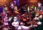 2017 5_fingers accipitrid accipitriform alcohol amber_ladoe_(sabre_dacloud) anthro arctic arctic_fox arthropod avian bandanna bar bar_counter bare_breasts bartender beak beaver beer_mug beverage big_breasts bird bisexual black_body black_choker black_fur black_jewelry black_necklace blue_eyes bovid bovine breasts brothel brown_body brown_feathers brown_nipples brown_nose buteo_(species) canid canine canis caprine card cattle chandelier chest_tuft choker claws clothed clothing coin combatraccoon container corset counter cup deer detailed_background digital_media_(artwork) dragon drinking drinking_glass elvira_vasnetsov_(sabre_dacloud) english_text european_mythology eyewear feathered_wings feathers female fingers flask flower flush_(poker_hand) fox front_view frontier fur furniture gambler genitals glass glass_container glass_cup glasses greek_mythology green_body green_fur grey_body grey_fur group gun gunslinger_(profession) handgun harlot_(character) hat headgear headwear hi_res horn hybrid insect jewelry kerchief keyboard_(instrument) lagomorph large_group lepidopteran leporid lingerie male male/female mammal mane moff_(character) money moth multiple_girls musical_instrument mythological_avian mythological_firebird mythology necklace night nipples non-mammal_breasts one_eye_closed pattern_clothing phoenix_(species) piano pigtails pink_body pink_feathers pink_nipples pistol plant playing_card poker procyonid purple_body purple_eyes purple_fur pussy rabbit raccoon ranged_weapon rear_view red-shouldered_hawk red_eyes revolver rodent royal_flush saloon sash scalie shot_glass skylar_stellarwing snout sophie_(xausr32) standard_playing_card star stool straight_(poker_hand) straight_flush striped_body striped_clothing striped_fur stripes table tail_feathers text three-quarter_view top_hat topless topwear tuft weapon west_(character) western western_dragon westworld whiskey whiskey_bottle whiskey_glass white_body white_fur wings wink wolf wooden