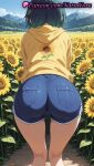 1girl 1girl 1girls 2025 ai ai_assisted ai_generated anime anime_style artist_name ass ass ass_focus bent_over big_ass blue_hair blue_shorts blue_sky cameltoe day denim denim_shorts facing_away feet_out_of_frame female_focus female_only field floral_print flower flower_field flowers from_behind green_hair hair_ornament hairclip hentai high_quality high_res high_res high_resolution hood hood_down hooded_jacket hoodie juicy_butt kneepits large_ass leaning_forward legs long_sleeves mountain mountainous_horizon natsuyoru non-asian ooto_ai outside pantylines patreon pocket print_hoodie short_hair short_shorts shorts sky solo_female stable_diffusion standing sunflower sunflower_field thigh_gap thighs voluptuous voluptuous_female wonder_egg_priority yellow_flower yellow_hoodie