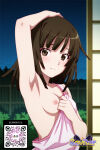 1girl 1girl 1girl ai_generated areola armpits arms_up bakemonogatari bangs bare_shoulders big_breasts black_hair blunt_bangs blush breasts brown_eyes brown_hair camisole clavicle closed_mouth clothes_pull clothing exposed_breasts eyebrows female_only littlehentai long_hair looking_at_viewer medium_breasts medium_hair monogatari_(series) night night_sky nipples no_bra outside pink_camisole pink_shirt power_lines savitar savitar_(artist) sengoku_nadeko shirt short_hair sky small_breasts smile star_(sky) starry_sky upper_body