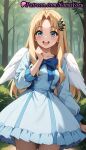 1girl 1girl 1girls 2025 ahoge ai ai_generated angel_wings anime anime_style bangs big_breasts bird_wings blonde_hair blue_bow blue_bowtie blue_dress blue_eyes blush bow breasts bush bust collarbone cowboy_shot dress feathered_wings female_focus female_only filo forehead forest frilled_dress frills hair_intakes hair_ornament hand_up hentai high_quality high_res high_res high_resolution long_hair long_sleeves looking_at_viewer medium_breasts natsuyoru nature open_mouth outside pantyhose parted_bangs patreon puffy_sleeves shirt skirt smile solo_female stable_diffusion tate_no_yuusha_no_nariagari teeth the_rising_of_the_shield_hero tree upper_teeth_only voluptuous voluptuous_female white_dress white_wings wings