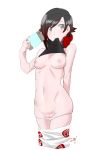  1girl 1girl black_hair breasts cellphone headphones high_resolution hips multicolored_hair navel nipples pajamas panties panties_down pants_down partially_visible_vulva phone pose red_hair ruby_rose rwby selfpic silver_eyes sinccubi slender_waist smile tank_top underwear white_panties white_underwear 