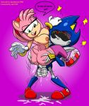 1boy 1girl amy_rose animal_ears ass big_breasts breasts cute furry green_eyes metal nipples nude pink_hair sex short_hair smile sonic text