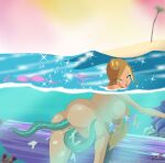 bikini blonde_hair brown_hair dark-skinned_female dark_green_eyes fairy_of_nature fish flora_(winx_club) hair_streak nipple_suck ocean riffsandskulls tanned_skin winx_club