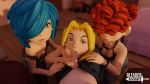 3d animated blenderknight blonde_hair blue_hair ed,_edd,_'n'_eddy gif handjob kanker_sisters lee_kanker looking_at_viewer marie_kanker may_kanker pov red_hair